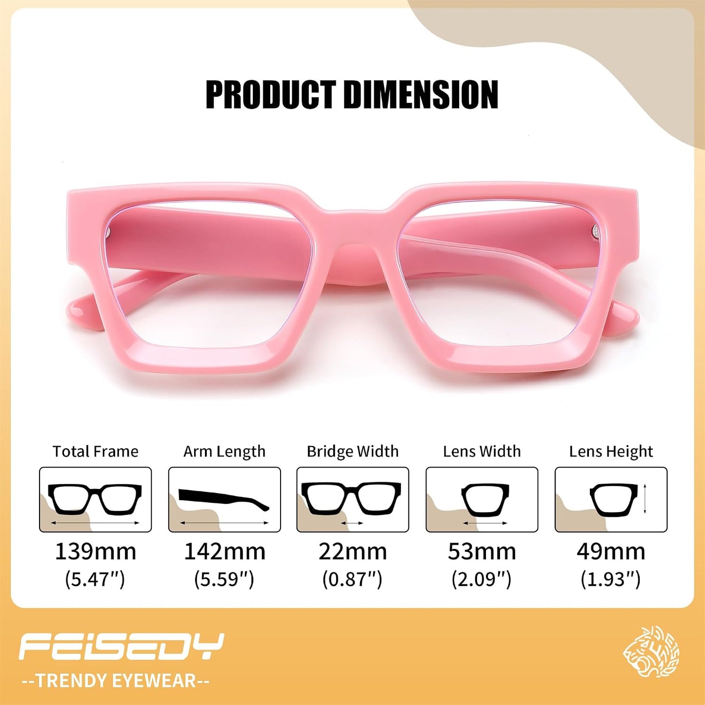 商品图片 24 | B0DXDYMMPM | FEISEDY Retro Blue Light Blocking Glasses for Women Men 90s Classic Rectangle Frame Thick Chic Computer Eyeglasses B2383R
