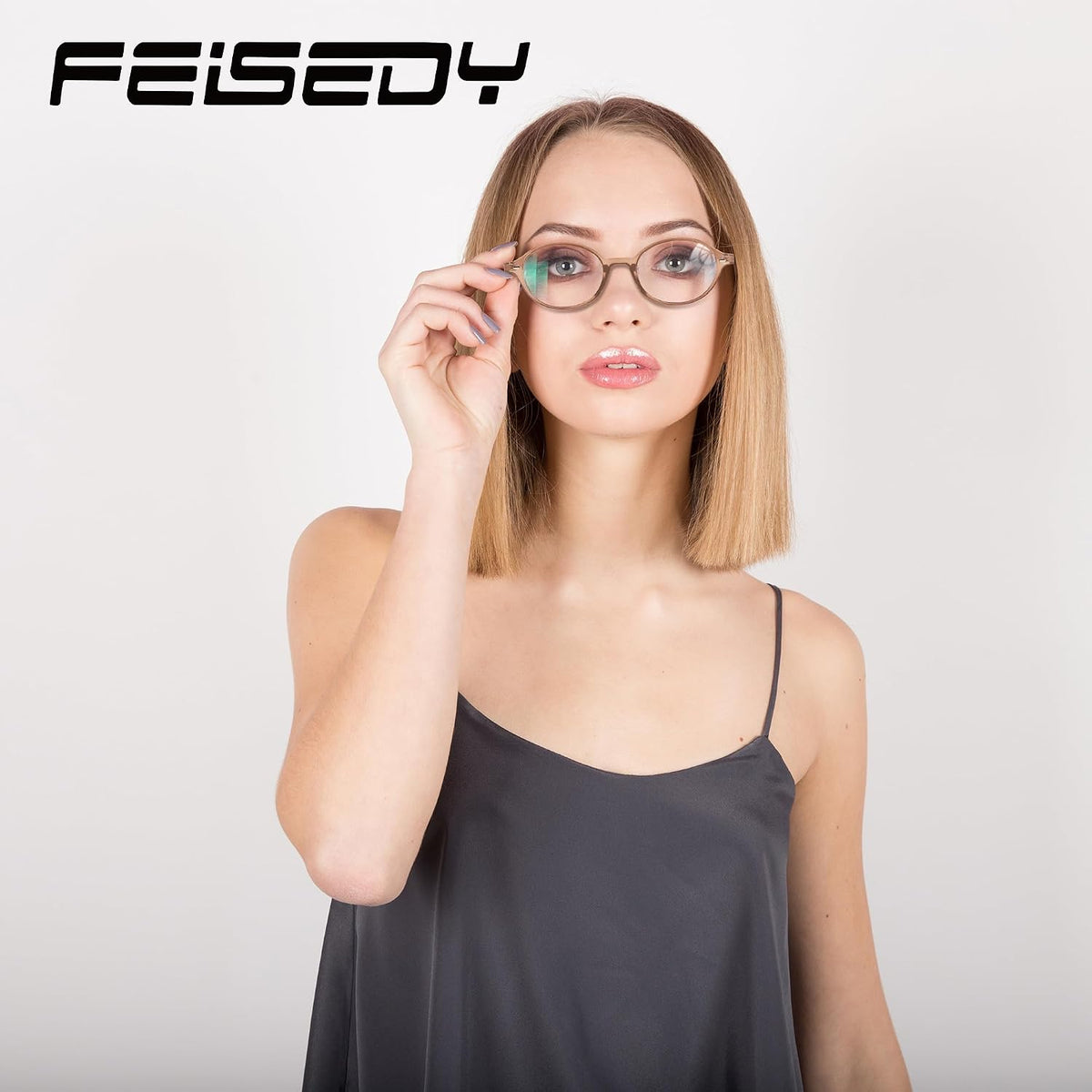 ÉÌƷͼƬ 38 | B0DJ4YNFXZ | FEISEDY Vintage Oval Blue Light Glasses for Women Men Stylish Lightweight 90s Eyeglasses Fake Nerd Y2k Eyewear Frame B0242
