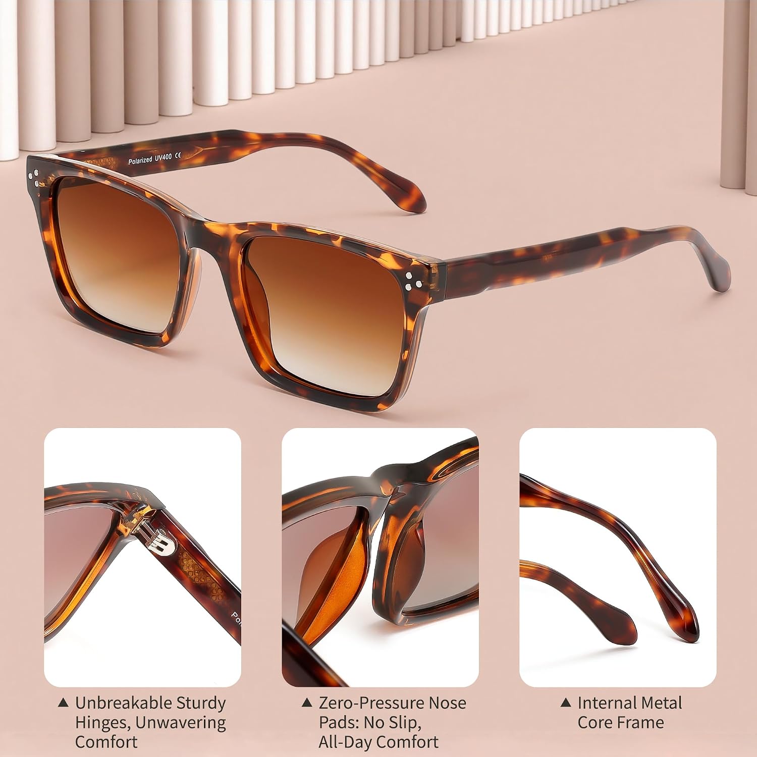商品图片 30 | B0FHD6DJB5 | FEISEDY Trendy Square Polarized Sunglasses For Men Women Thick Frame B0294