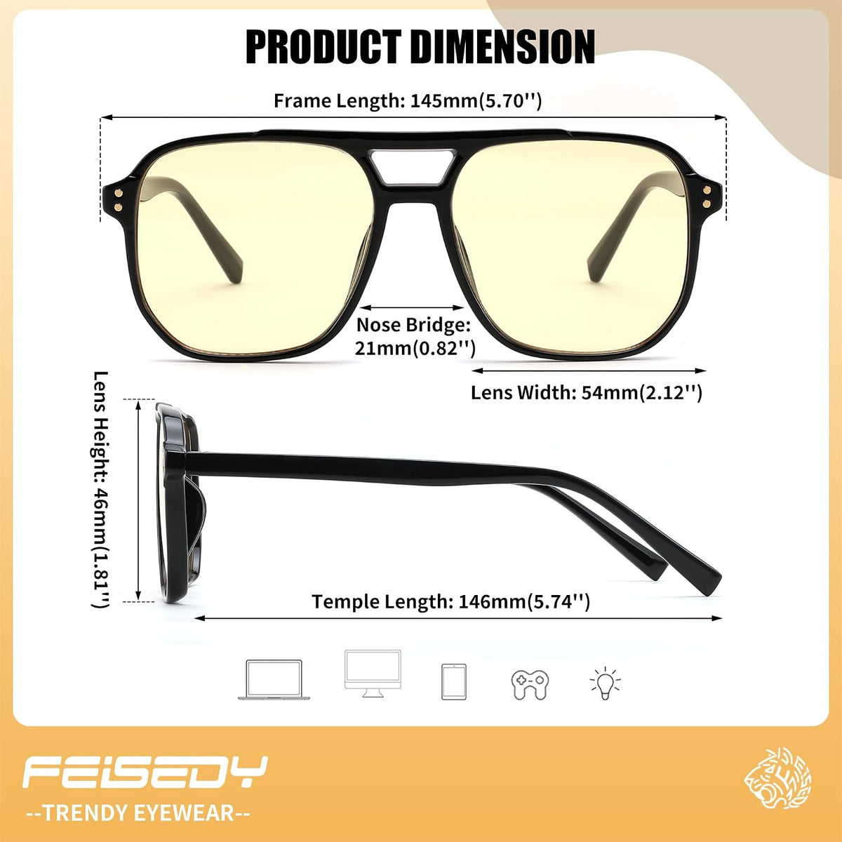 ÉÌƷͼƬ 5 | B0GCVQFPW9 | FEISEDY Blue Light Glasses for Computer Gaming Anti Eyestrain Glasses G2835
