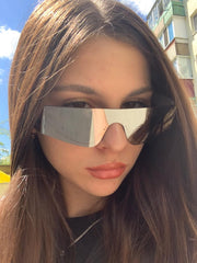 ÉÌƷͼƬ 58 | B0B1V45SXC | FEISEDY Y2K Futuristic Sunglasses Women Men Rimless One Piece Miorred B2927