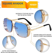 ÉÌƷͼƬ 38 | B09SDC5BD5 | FEISEDY Sunglasses Mens Women Vintage Pilot Square Trendy Metal Steampunk Fishing Driving Sun Glasses B2894