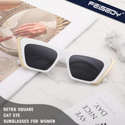 ÉÌƷͼƬ 4 | B0BFJ162P8 | FEISEDY Retro Sunglasses for Women Men Vintage Cat Eye Fashion Metal Square 70s Frame Classic UV Protection Sun Glasses B2966