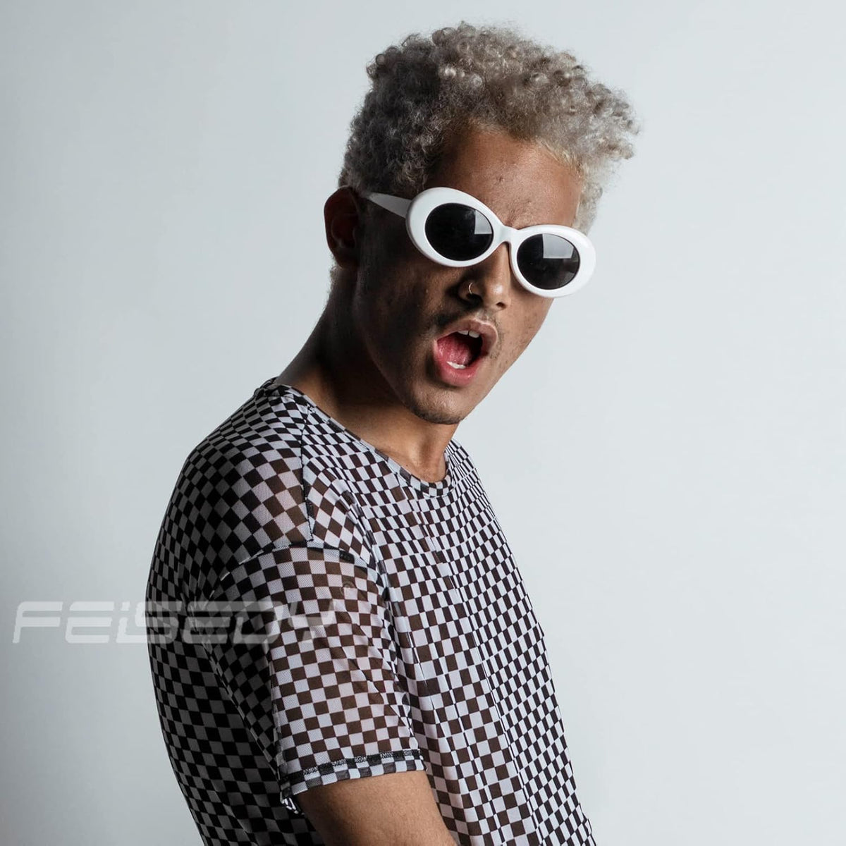 ÉÌƷͼƬ 16 | B074H8KFSZ | FEISEDY Sunglasses White Oval Clout Goggles for Women Men Retro Round Trendy Rimmed Clueless Costume Frame B2253