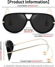 ÉÌƷͼƬ 38 | B0F8N8W8JM | FEISEDY Oversized Aviator Sunglasses With Earring Design for Women Large Big Frame Luxury Designer Shades for Ladies B0296