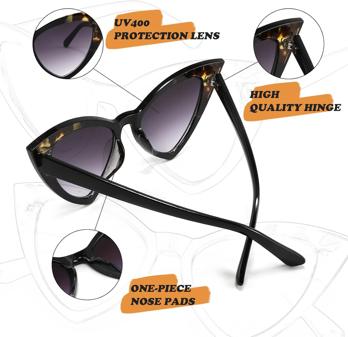 ÉÌƷͼƬ 5 | B09SPTCVBR | FEISEDY Retro Cat Eye Sunglasses for Women Fashion Vintage Cateye Sun Glasses B2235