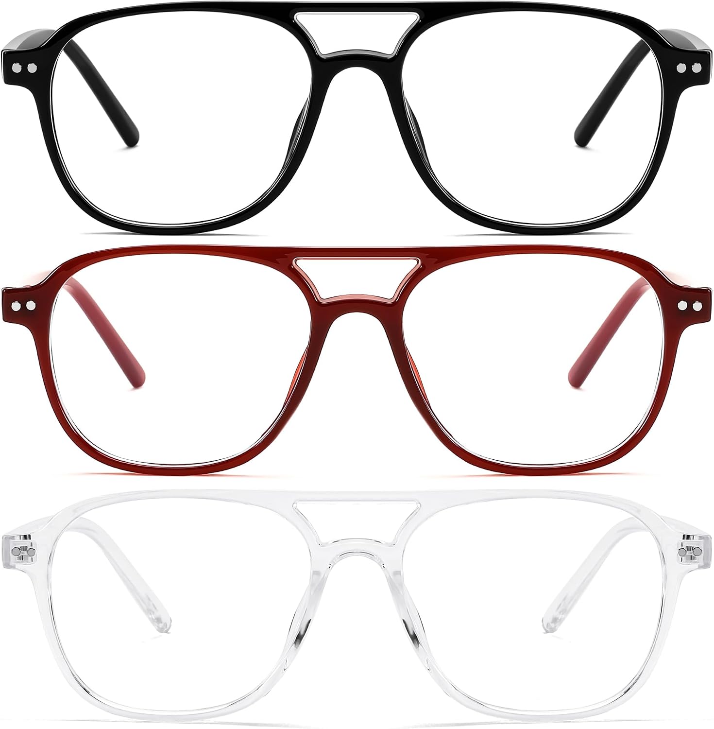 商品图片 40 | B0CY2LFJP7 | FEISEDY Blue Light Blocking Glasses Women Men Square Computer Lightweight Pilot Glasses Anti Eyestrain & UV Glare B0141