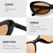 ÉÌƷͼƬ 47 | B0H2YQ7P2Y | FEISEDY Women Vintage Oval Cat Eye Sunglasses, Retro Narrow Shades B0459