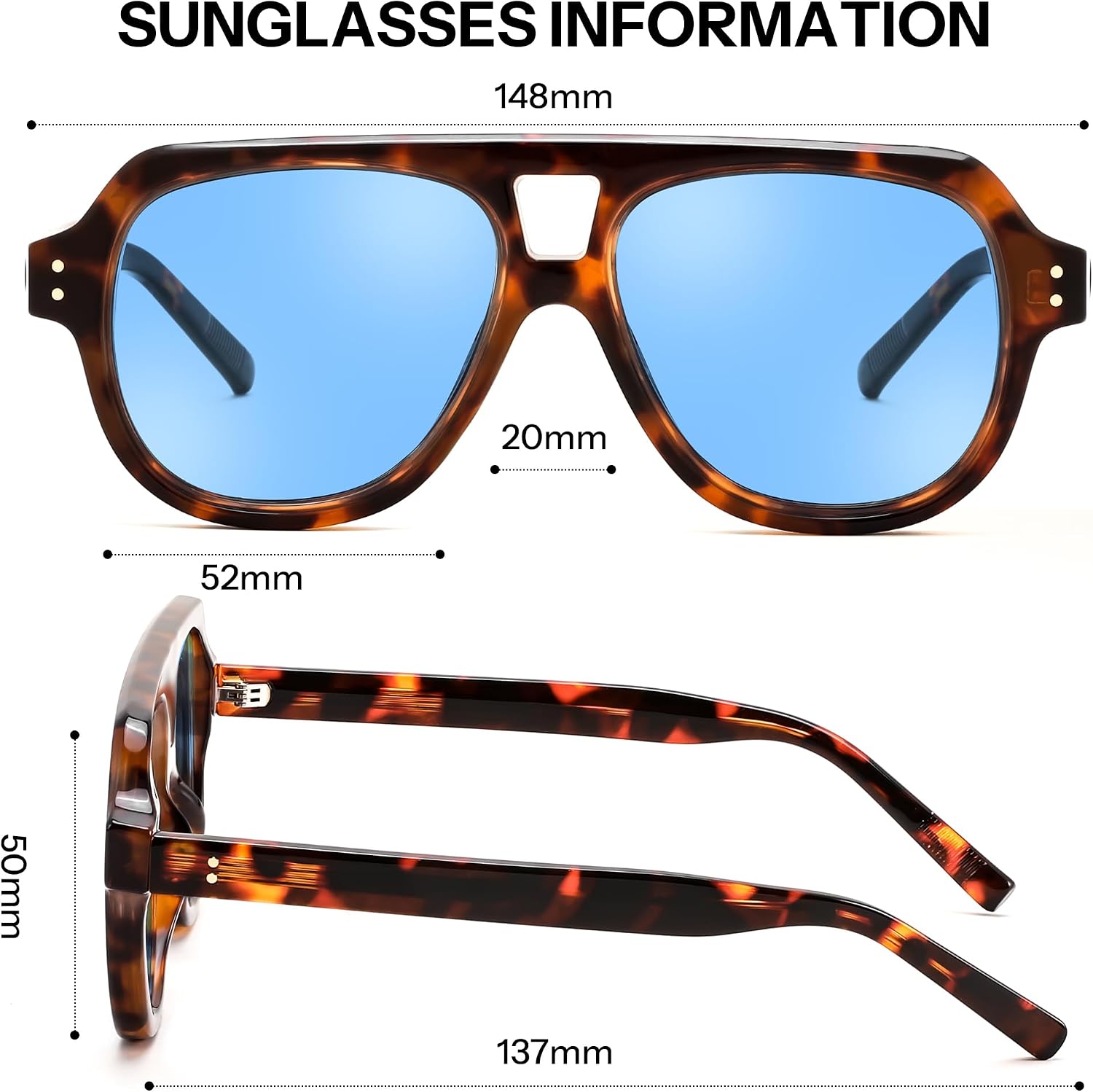 商品图片 17 | B0H1WK6BZT | FEISEDY Retro Aviator Polarized Sunglasses Men Women Trendy Square B0433