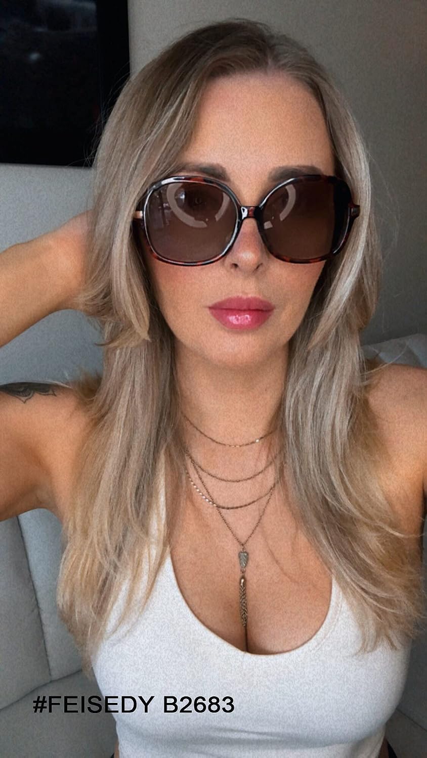 商品图片 12 | B08QDD5B67 | FEISEDY Classic Womens Elegant Polarized Sunglasses Ladies Wide Square Sunglasses Shades B2683