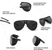 ÉÌƷͼƬ 4 | B0CT5M1L9R | FEISEDY Polarized Aviator Sunglasses Men Women Oversized Round Steampunk Sunglasses Side Shield Goggles B0095