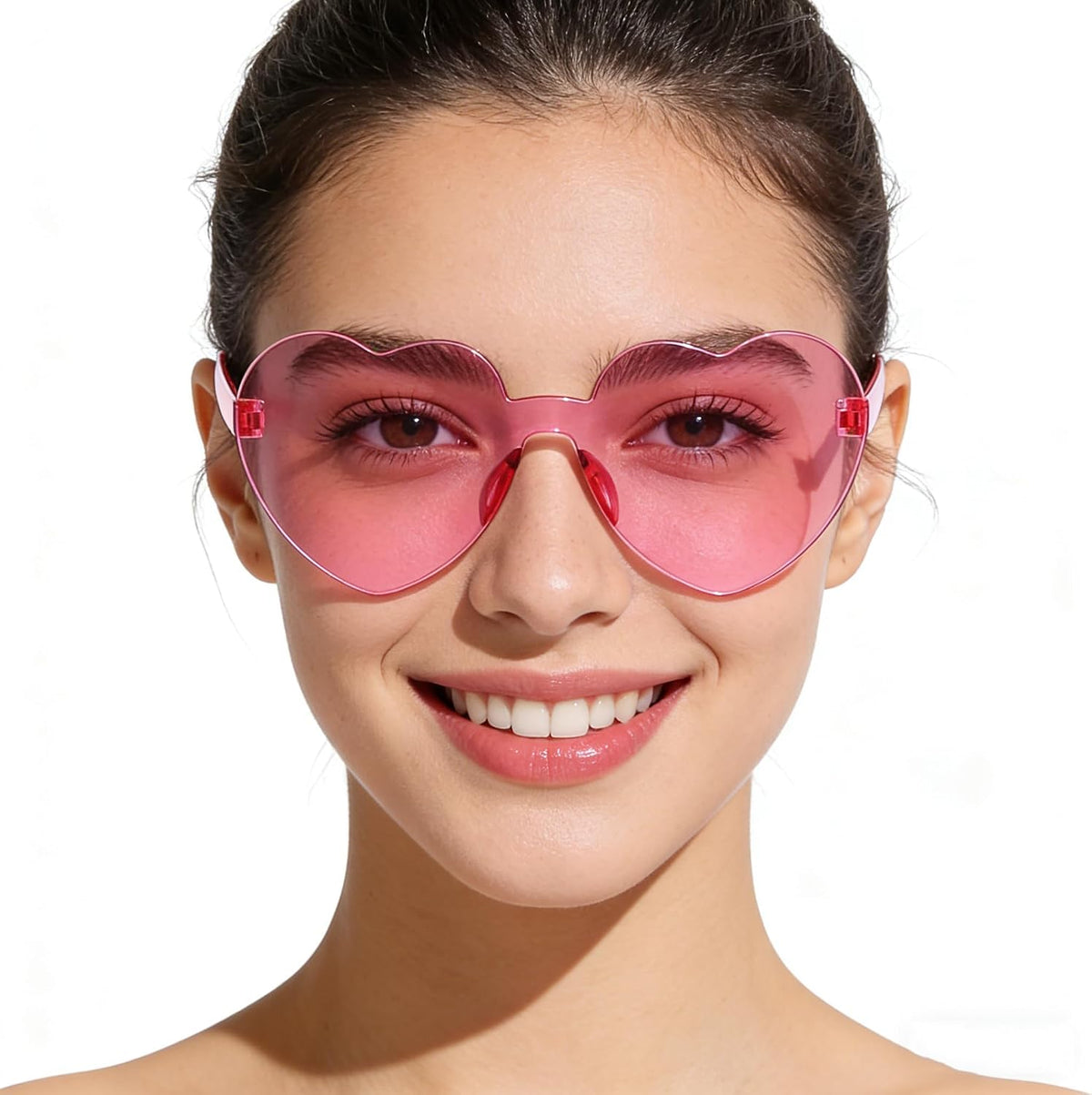 商品图片 2 | B0FN7D3VNJ | Rimless Heart Shaped Sunglasses Cute Glasses Disco One Piece Transparent Trendy Love Glasses B2826