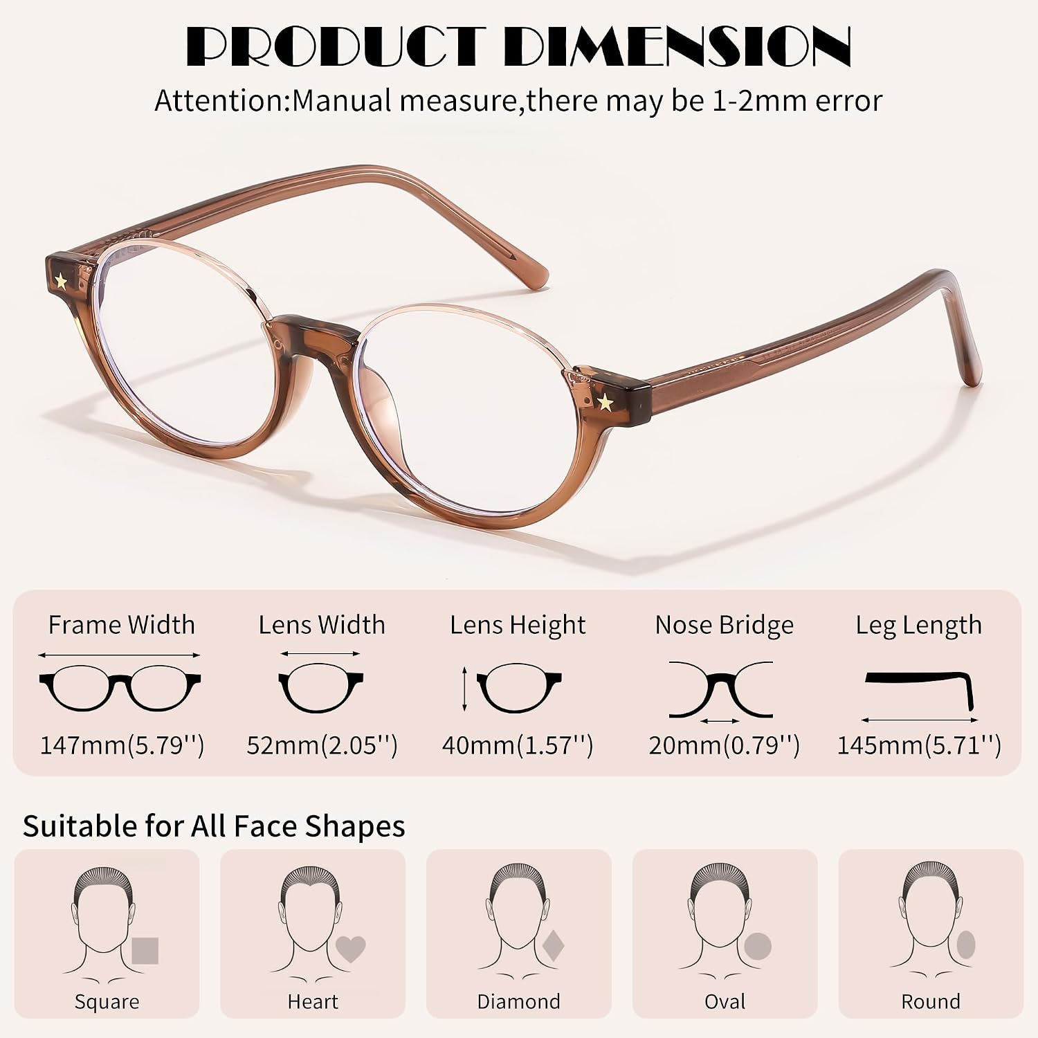 商品图片 4 | B0GS9JVKV9 | FEISEDY Trendy Oval Blue Light Glasses for Women Fake Nerd Eyewear Frame Anti Glare B1380