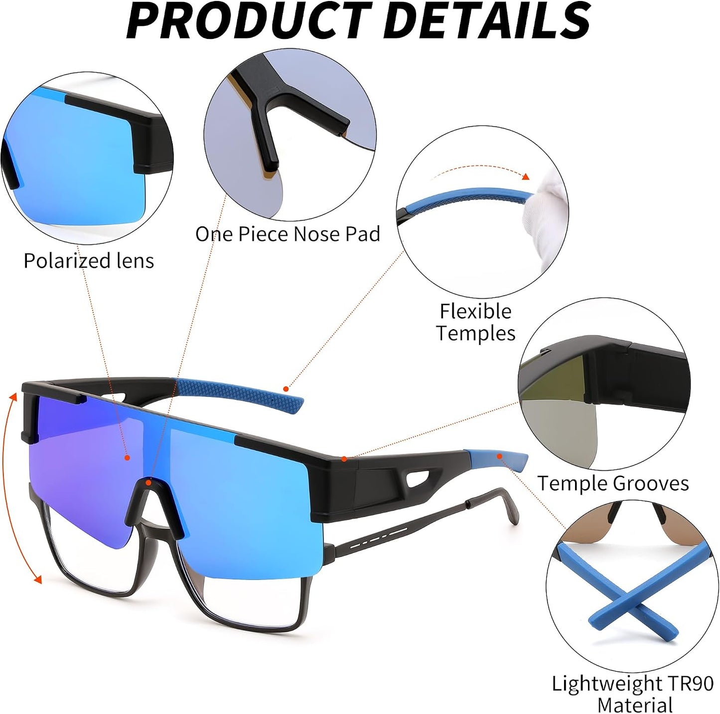 商品图片 22 | B0GGMHCCXG | FEISEDY Polarized Fit Over Glasses Sunglasses for Men Women, Sports Wrap Around for Driving Cycling Fishing B0382