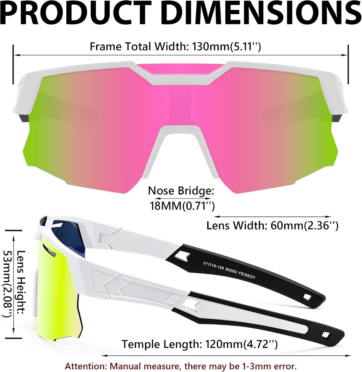 ÉÌƷͼƬ 95 | B0CCJ9N8C5 | FEISEDY Kids Sports Sunglasses UV400 for Youth, Ages 8-16 B0048