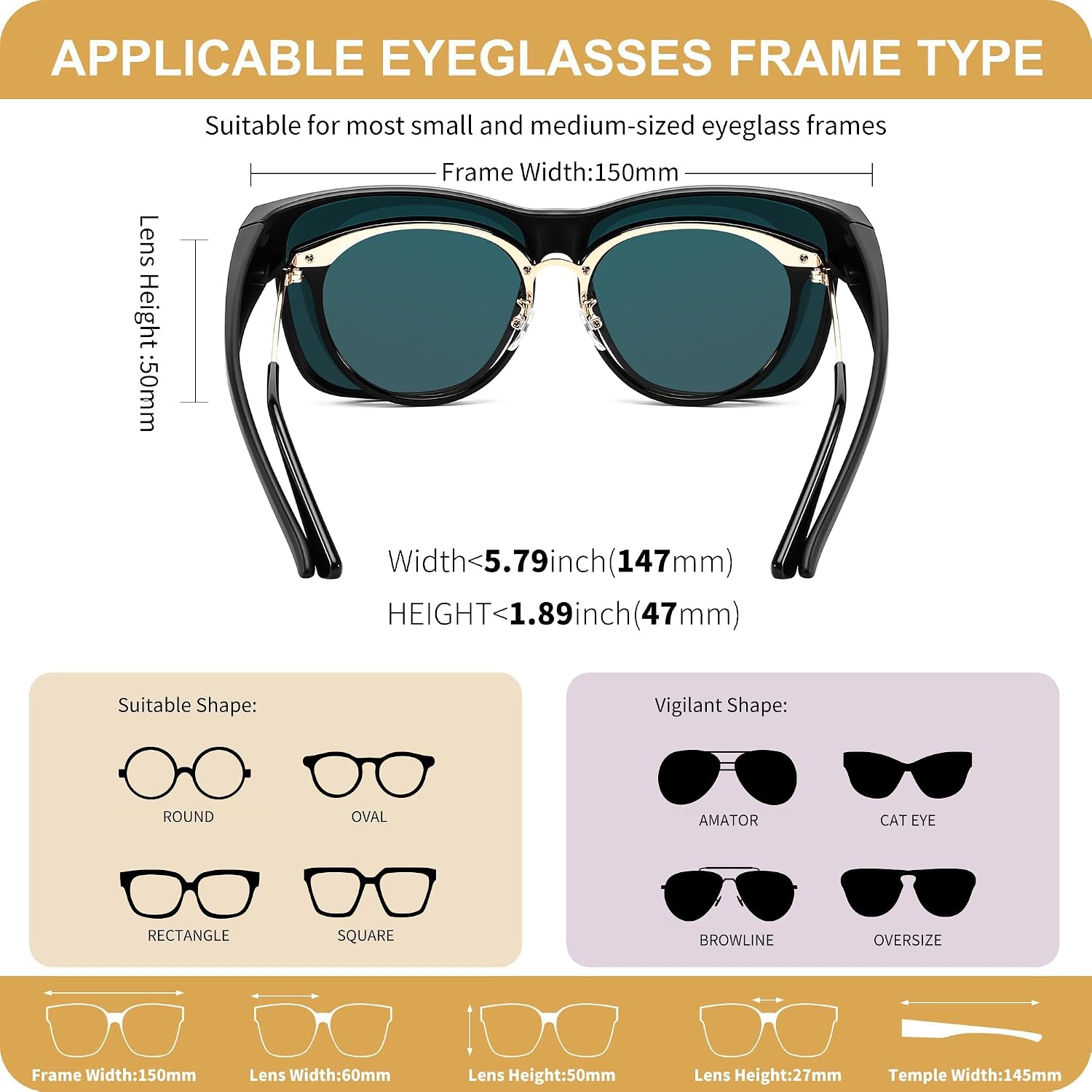 商品图片 3 | B0DK2W3XG7 | FEISEDY Polarized Sunglasses Fit Over Glasses Women, Fit over Glasses Sunglasses for Driving UV400 Protection B0250