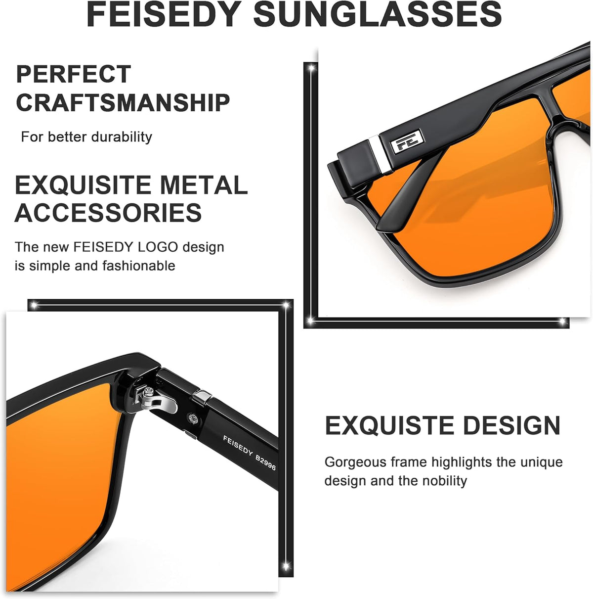 ÉÌƷͼƬ 18 | B0B2836HD6 | FEISEDY Sunglasses for Women Men, Fashion Mirrored Single Lens Shades
