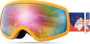 Orange Frame & Red Mirrored Lens (Vlt 11%) | B0CHF54SW8 | FEISEDY Kids Ski Goggles,Snowboard Goggles for Boys Girl Youth,OTG Anti Fog UV Protection Snow Goggles B0019