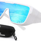 Matte White Frame & Blue Mirror Lenses / 133 Millimeters | B0H2Z7MPHK | FEISEDY Fit Over Glasses Polarized Sunglasses for Men Women B0456