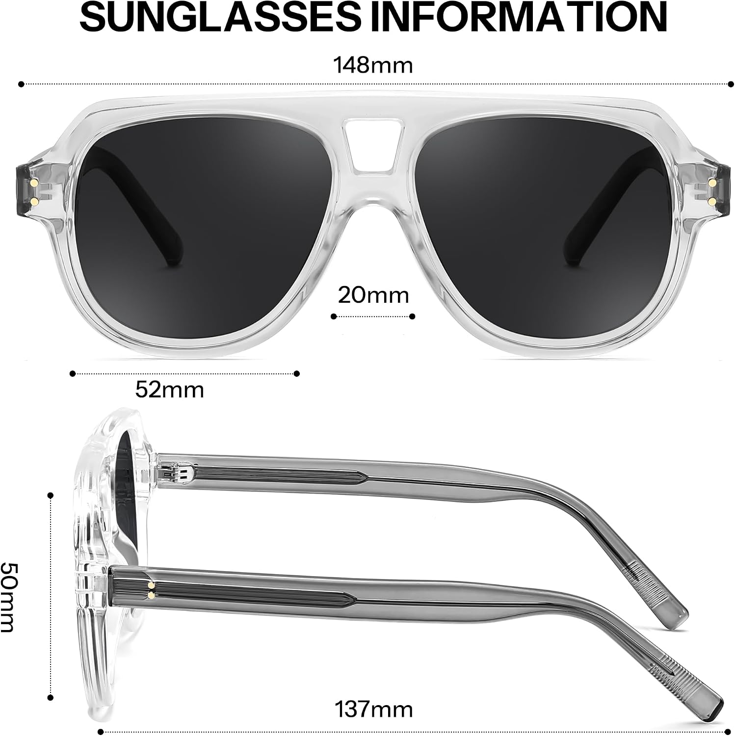 商品图片 12 | B0H1WK6BZT | FEISEDY Retro Aviator Polarized Sunglasses Men Women Trendy Square B0433