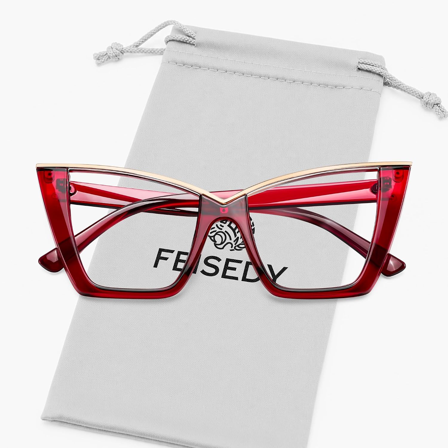 商品图片 45 | B0DGX4KTLX | FEISEDY Fashion Cat Eye Blue Light Blocking Glasses for Women Fake Retro Eyeglasses Oversized Stylish Eyewear Frame B0240