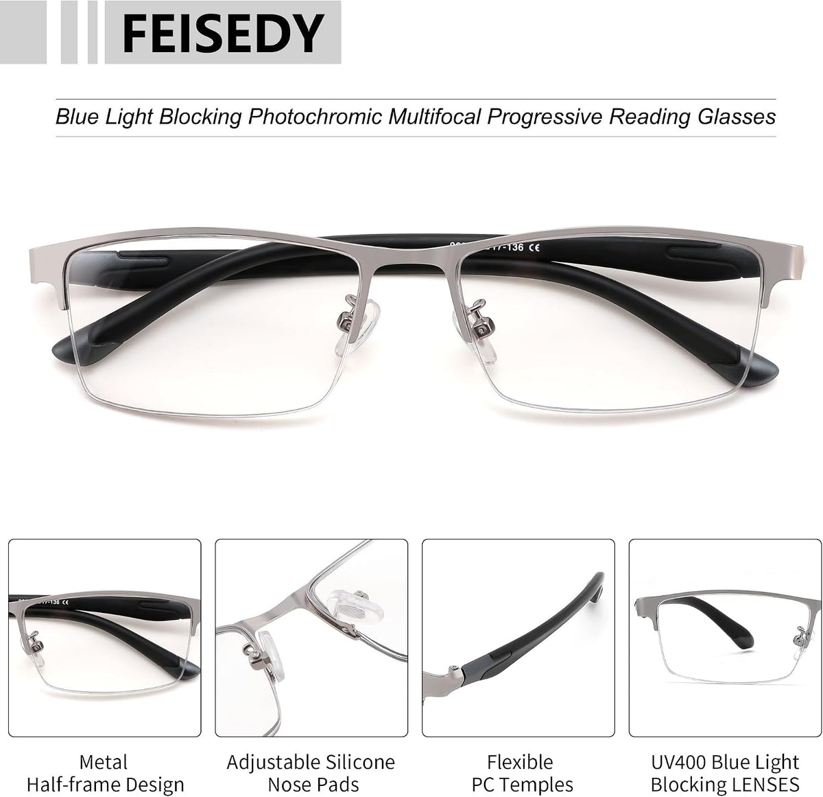 ÉÌƷͼƬ 18 | B0GKND8PKN | FEISEDY Photochromic Multifocal Progressive Reading Glasses B1388