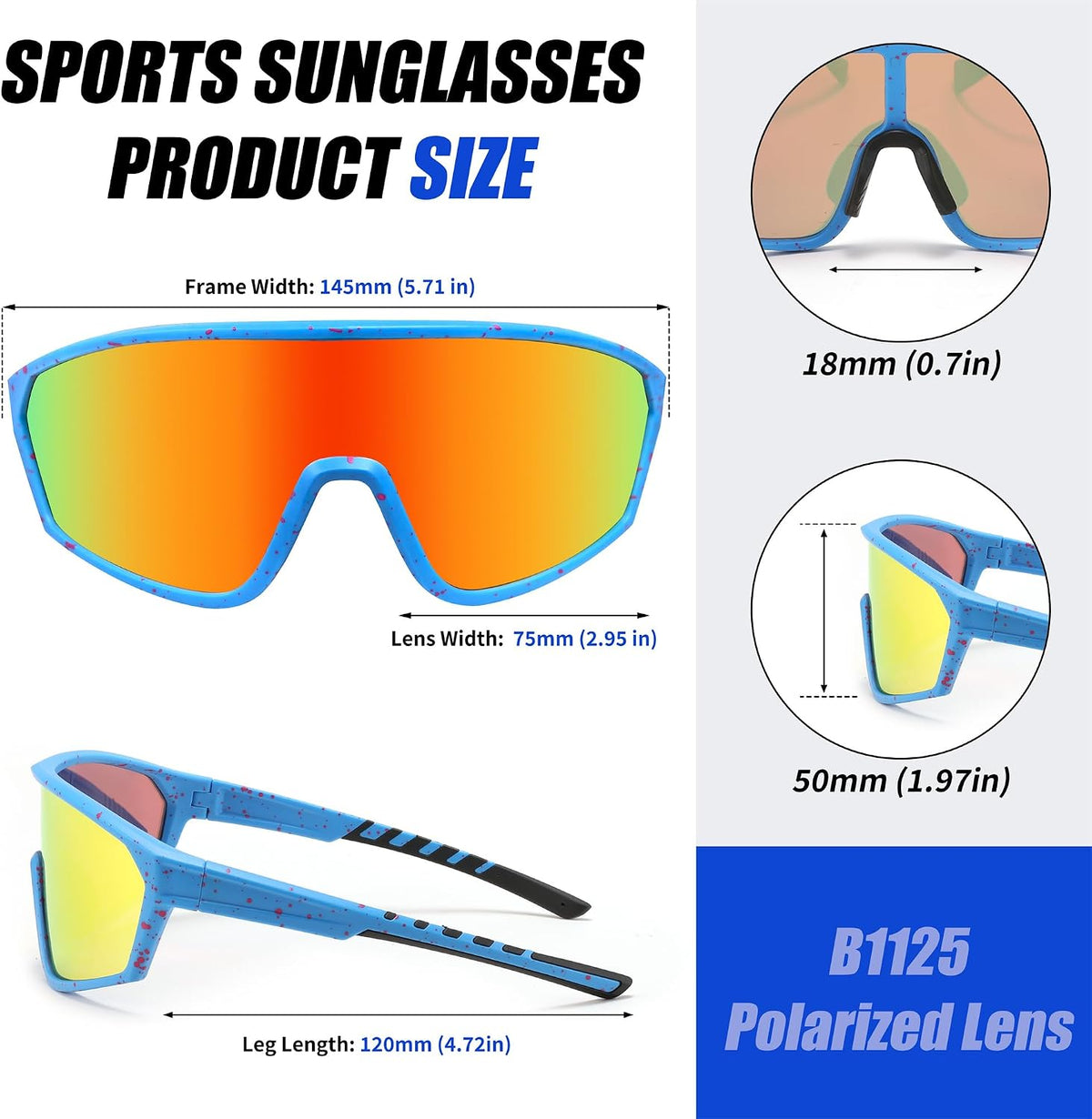 ÉÌƷͼƬ 38 | B0CSJXGX3L | FEISEDY Polarized Sports Sunglasses for Men Women Cycling Running Fishing Tac Glasses UV400 Protection B1125