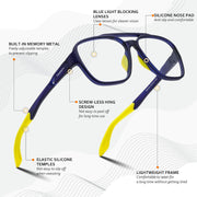 ÉÌƷͼƬ 14 | B0DR831C71 | FEISEDY Sports Blue Light Glasses for Men Lightweight Anti Slip Running Cycling Square Glasses Computer Eyeglasses B0156