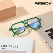 ÉÌƷͼƬ 48 | B0DPLTC8K6 | FEISEDY Vintage Square Blue Light Blocking Glasses Women Men 70s Flat Aviator Glasses Computer Anti Glare B0062