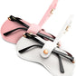 Pink+White | B0FMXYWB69 | FEISEDY Sunglass Case, 2Pcs Soft Leather Eyeglass Cases for Women | Slim Portable Glasses Holder, with Button-Closure Wrist Strap for Travel & Outdoor B0308