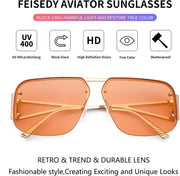 ÉÌƷͼƬ 25 | B0CP2666ZB | FEISEDY Trendy Aviator Sunglasses for Women Men Retro Metal Rimless Frame Square Shades B2985