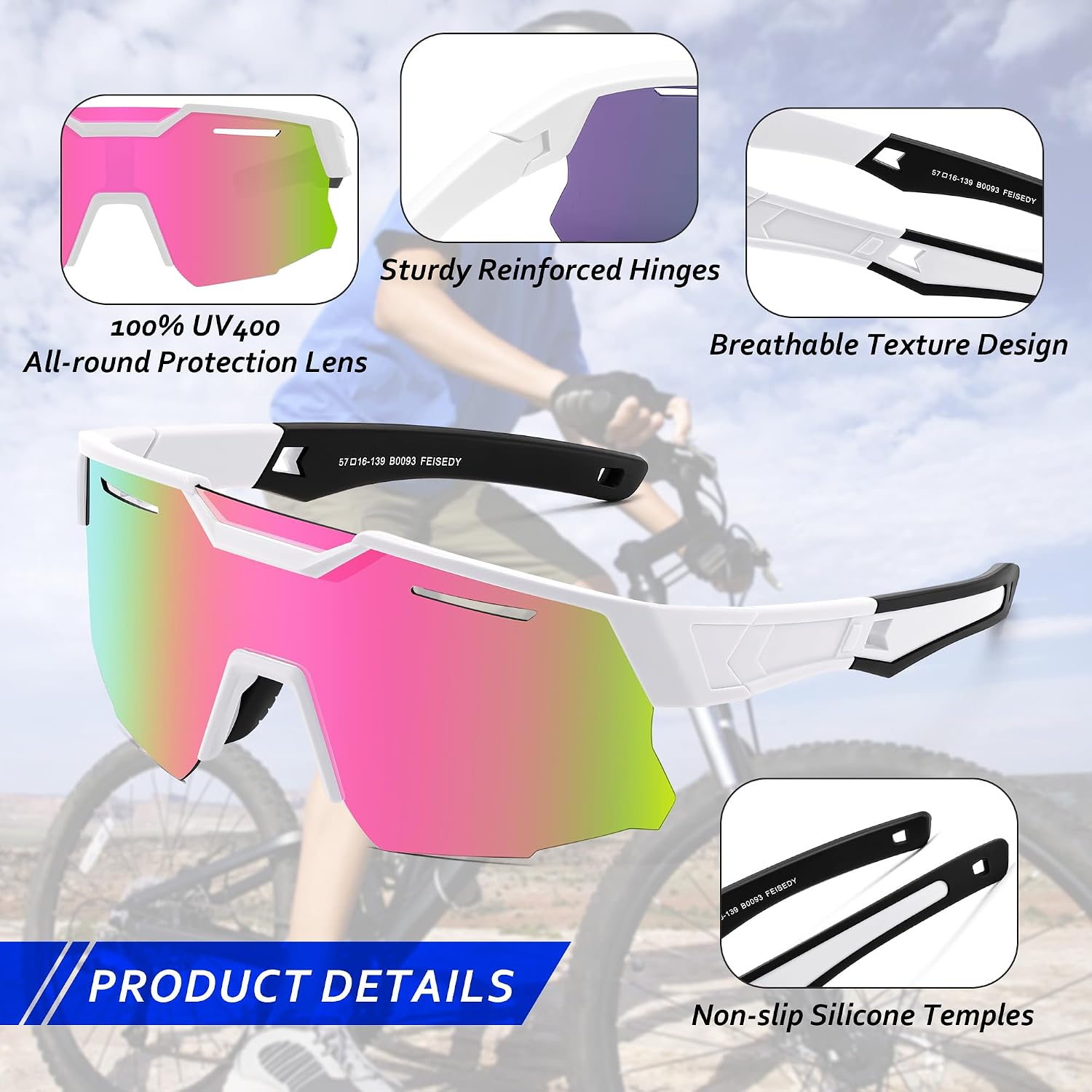 商品图片 46 | B0D78P6WRV | FEISEDY Kids Teens Baseball Polarized Sunglasses Sports Cycling Glasses for Youth Boys Girls Age 8-16 B0157