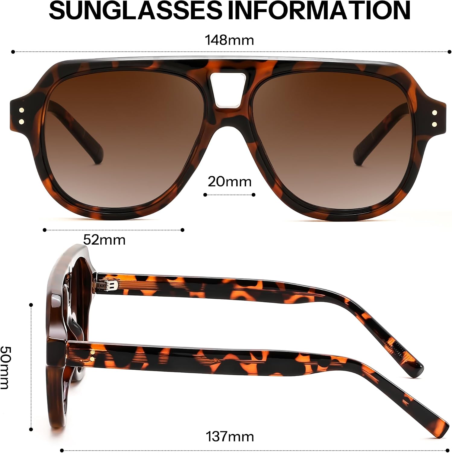 商品图片 7 | B0H1WK6BZT | FEISEDY Retro Aviator Polarized Sunglasses Men Women Trendy Square B0433