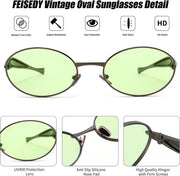 ÉÌƷͼƬ 47 | B0FH4FH8VH | FEISEDY Retro Oval Sunglasses Women Men - Gold Metal Chunky Frame, UV400 for Driving & Daily Wear B0312