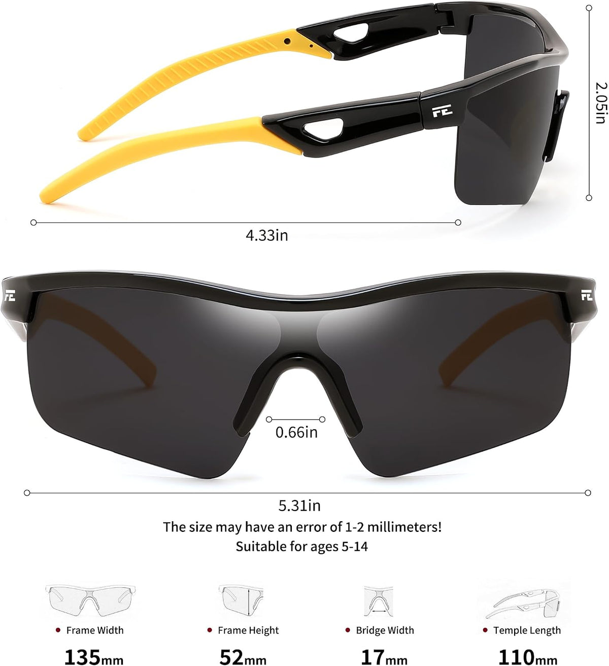 ÉÌƷͼƬ 62 | B07JZ18KMZ | FEISEDY Kids Polarized Sports Sunglasses, TR90 UV400 Baseball Cycling
