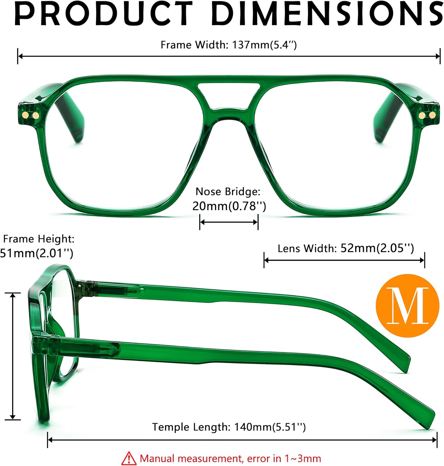 商品图片 24 | B0CNCZF5FL | FEISEDY Retro Aviator Reading Glasses Square Readers for Women Men B0068 | Spring Hinge, Blue Light Reading Glasses,Stylish reading glasses for men