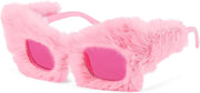 Pink 0086 / 70 Millimeters | B0CNC1SJKV | FEISEDY Sunglasses Women Plush Fuzzy Soft Velvet Party Masquerade B2877