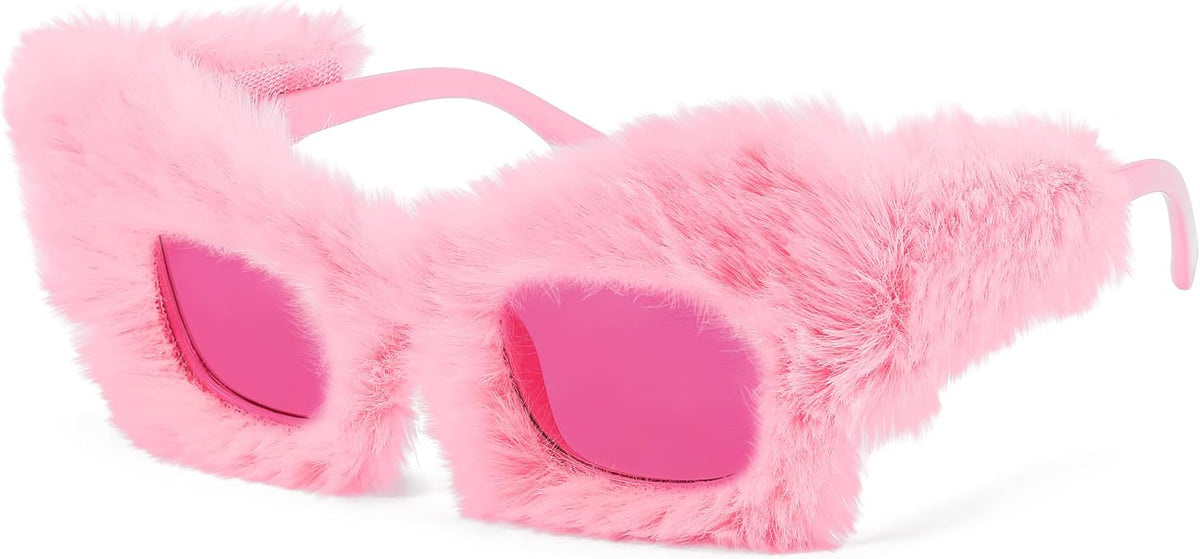 Pink 0086 / 70 Millimeters | B0CNC1SJKV | FEISEDY Sunglasses Women Plush Fuzzy Soft Velvet Party Masquerade B2877