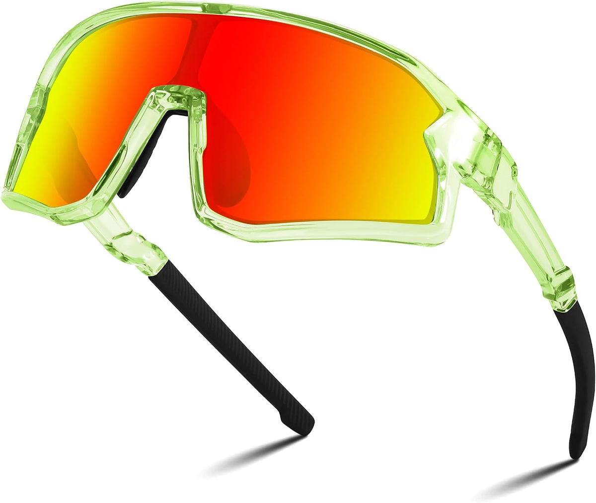 Transparent Green Frame Red Mirrored Lens / Small | B0D73H7JYN | FEISEDY Kids Sunglasses Polarized Youth Baseball Sunglasses Sports Cycling Glasses for Boys Girls Age 4-8 B0183