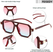 ÉÌƷͼƬ 142 | B09YTJ4FQZ | FEISEDY Vintage Square 70s Flat Aviator Sunglasses Women Men Classic Retro Stylish Frame UV400 Sunglasses B2622