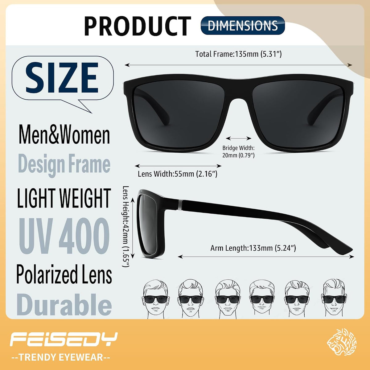 ÉÌƷͼƬ 7 | B0FPM4P9VL | FEISEDY Square Polarized Sunglasses For Men Women B0322
