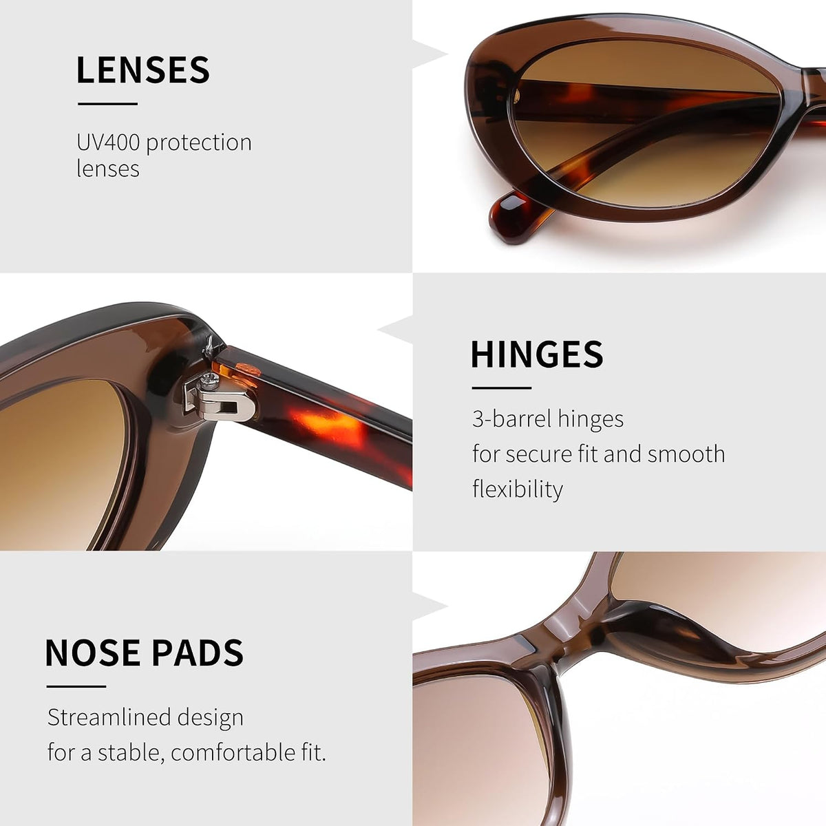 ÉÌƷͼƬ 16 | B0H2YQ7P2Y | FEISEDY Women Vintage Oval Cat Eye Sunglasses, Retro Narrow Shades B0459