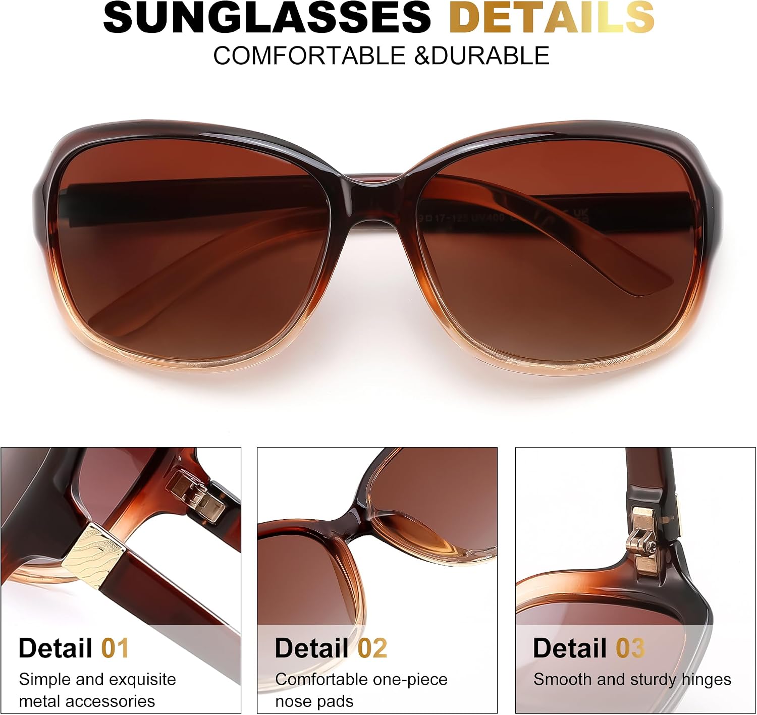 商品图片 39 | B0FZKDK786 | FEISEDY Polarized Sunglasses for Women Classic Vintage UV400 Shade | Trendy Square Wraparound Ladies Sun Glasses B0309
