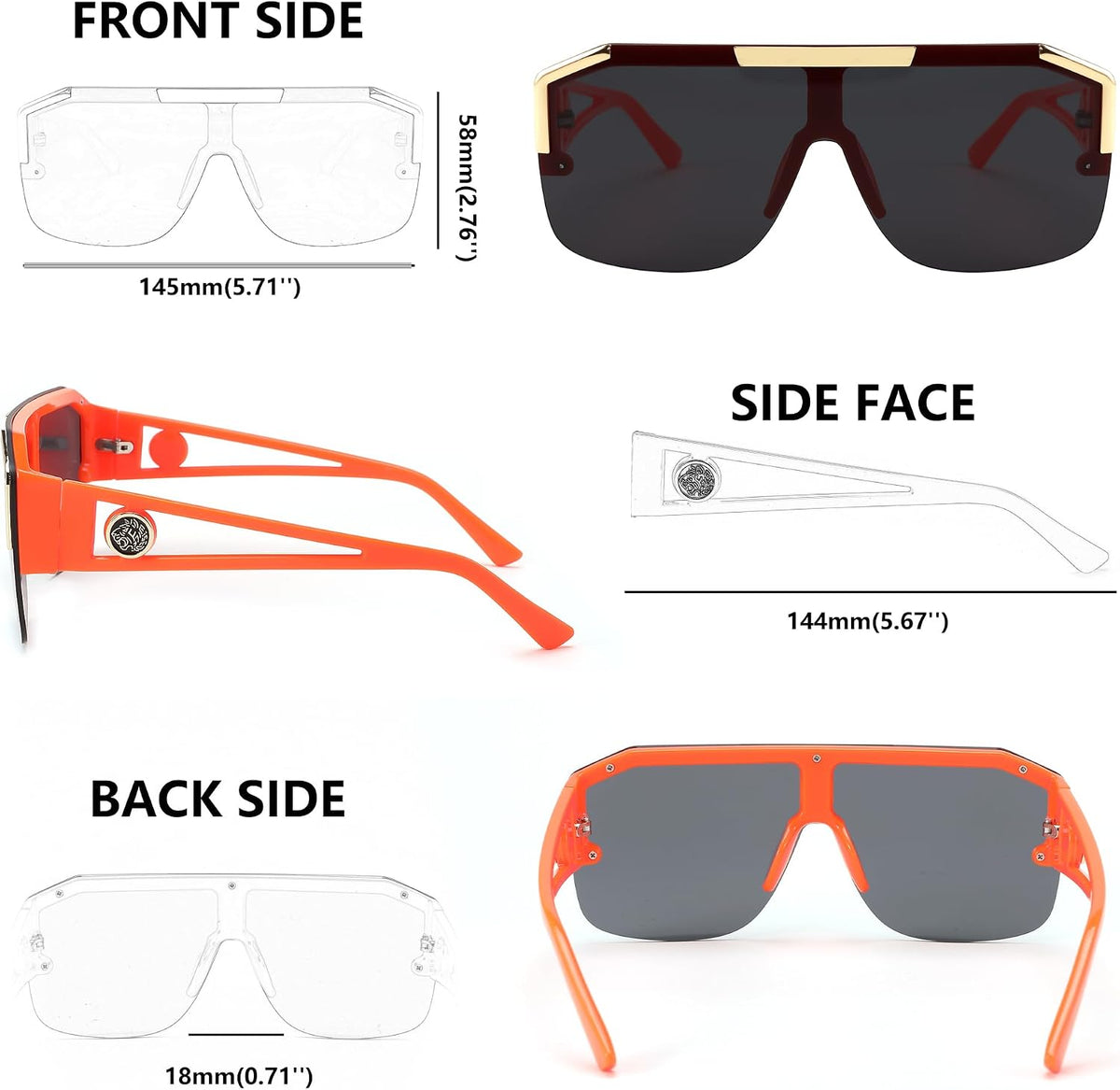 ÉÌƷͼƬ 26 | B09L4V27YS | FEISEDY Square Oversized Sunglasses for Men Women Flat Top B2765