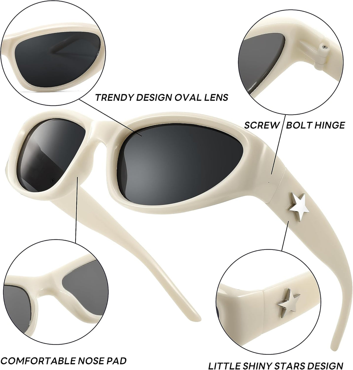 ÉÌƷͼƬ 10 | B0CBTG9FHB | FEISEDY Y2K Wrap Around Fashion Sunglasses for Women Men Trendy Futuristic 2000s Accessories Oval Sunglasses B1088