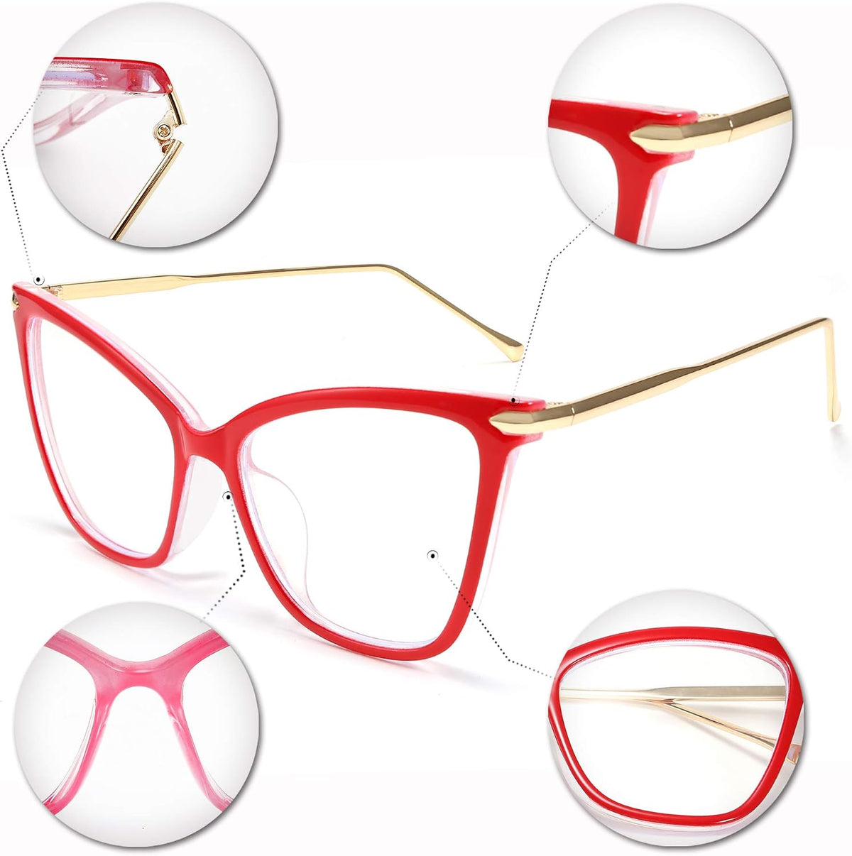 ÉÌƷͼƬ 34 | B085VSD2L3 | FEISEDY Oversized Cat Eye Glasses Frame Blue Light Blocking Eyewear for Women B2589