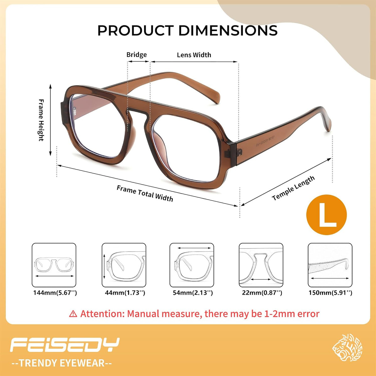 ÉÌƷͼƬ 13 | B0F26B3L2C | FEISEDY Fashion Aviator Blue Light Blocking Glasses for Woman Men B0285