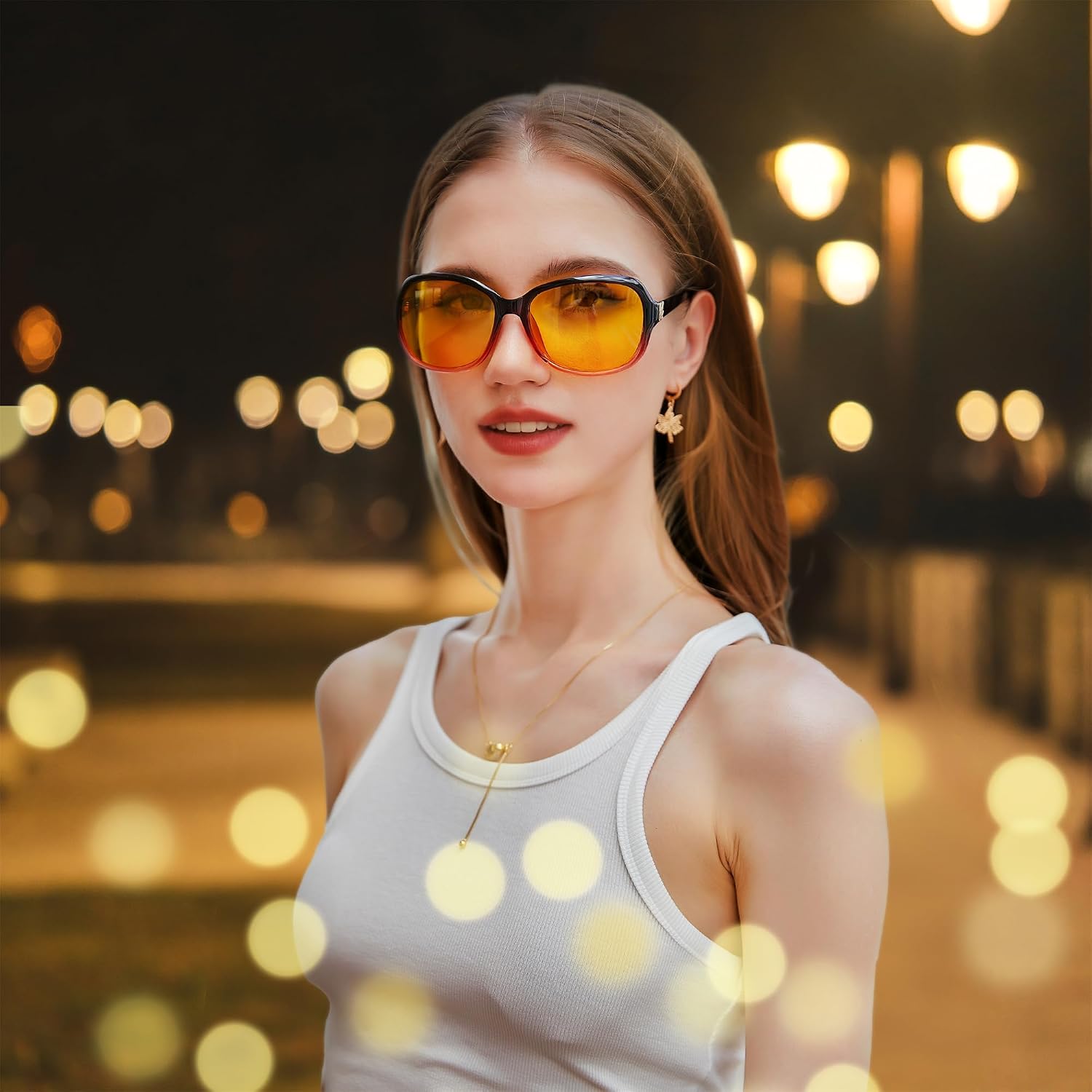 商品图片 50 | B081YY5RM3 | FEISEDY Classic Womens Night Glasses Driving Anti Glare Wrap Around Yellow Sunglasses B2548