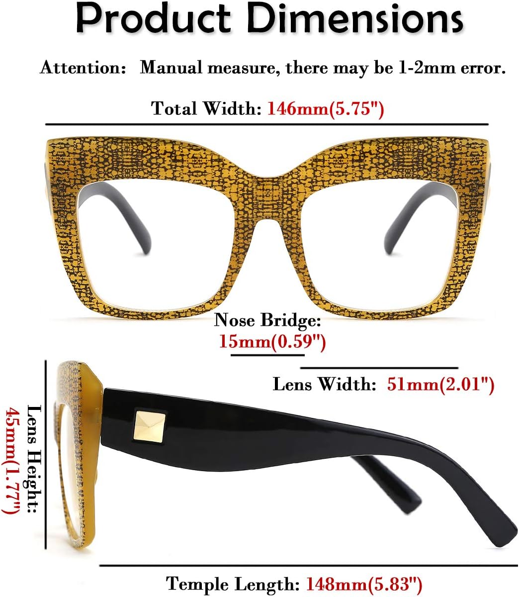 ÉÌƷͼƬ 22 | B07N5J9CF4 | FEISEDY Square Oversized Glasses Frame Eyewear Women B2475