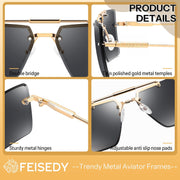 商品图片 4 | B0HFJXV98G | FEISEDY Rimless Aviator Sunglasses for Women Men Luxury UV400 Shades